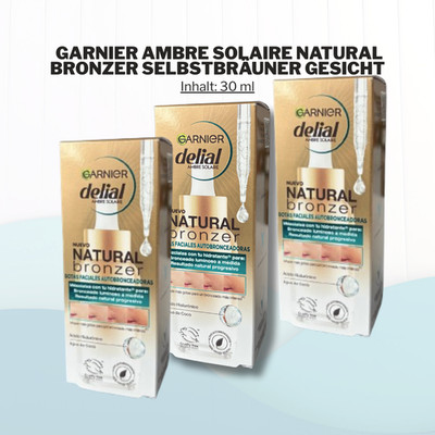 3x Garnier Ambre Solaire Natural Bronzer Selbstbrauner Gesicht 30ml