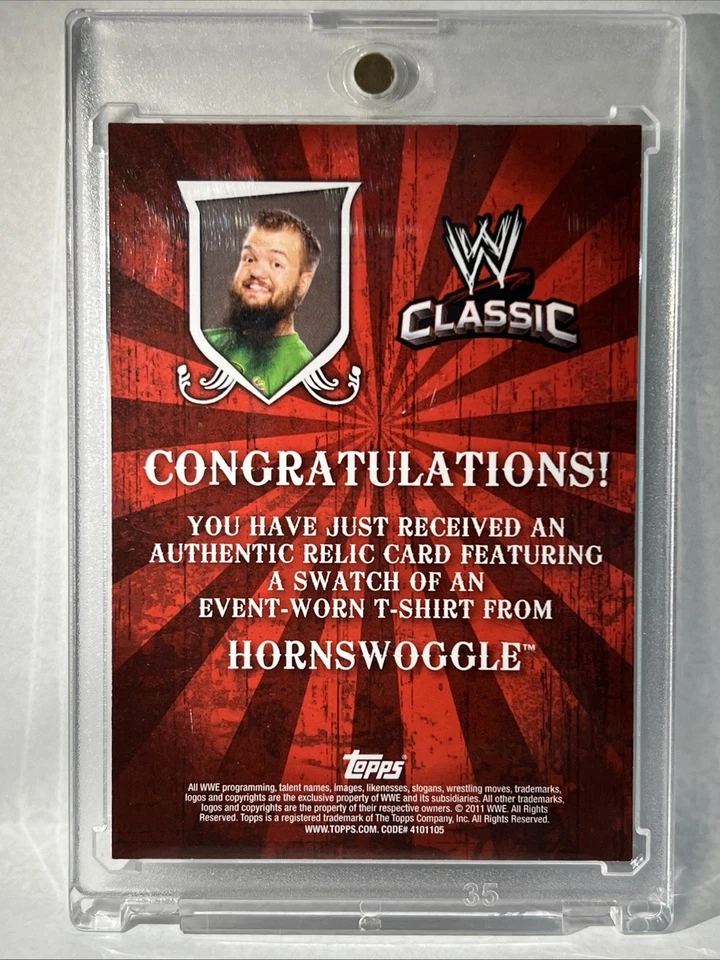 2011 WWE Classic - Hornswoggle Wrestling Card Event Worn Green Shirt Relic WWE - Image 2 of 2