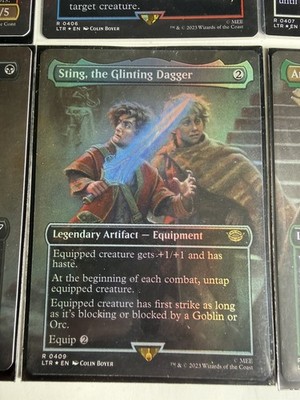 1x FOIL BORDERLESS STING, THE GLINTING DAGGER - Herr der Ringe - MTG - Magic