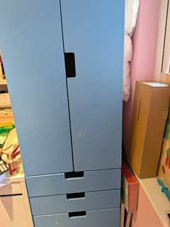 Blue Freestanding IKEA stuva Wardrobe 2 Hinged Doors 3 Drawers Shelves 203x50x51