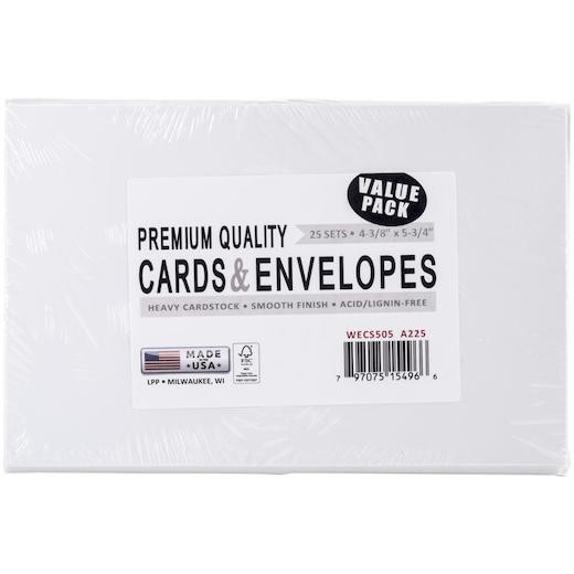 Leader US A2 White Greeting Cards & Envelopes (4.375""x5.75"") 25 sets