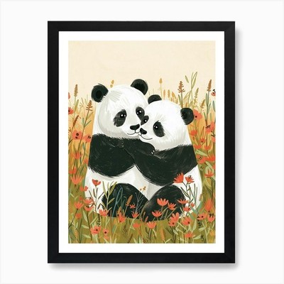 Riesenpanda zwei Bären spielen Toget gerahmtes Wandbild Poster Leinwanddruck Bild