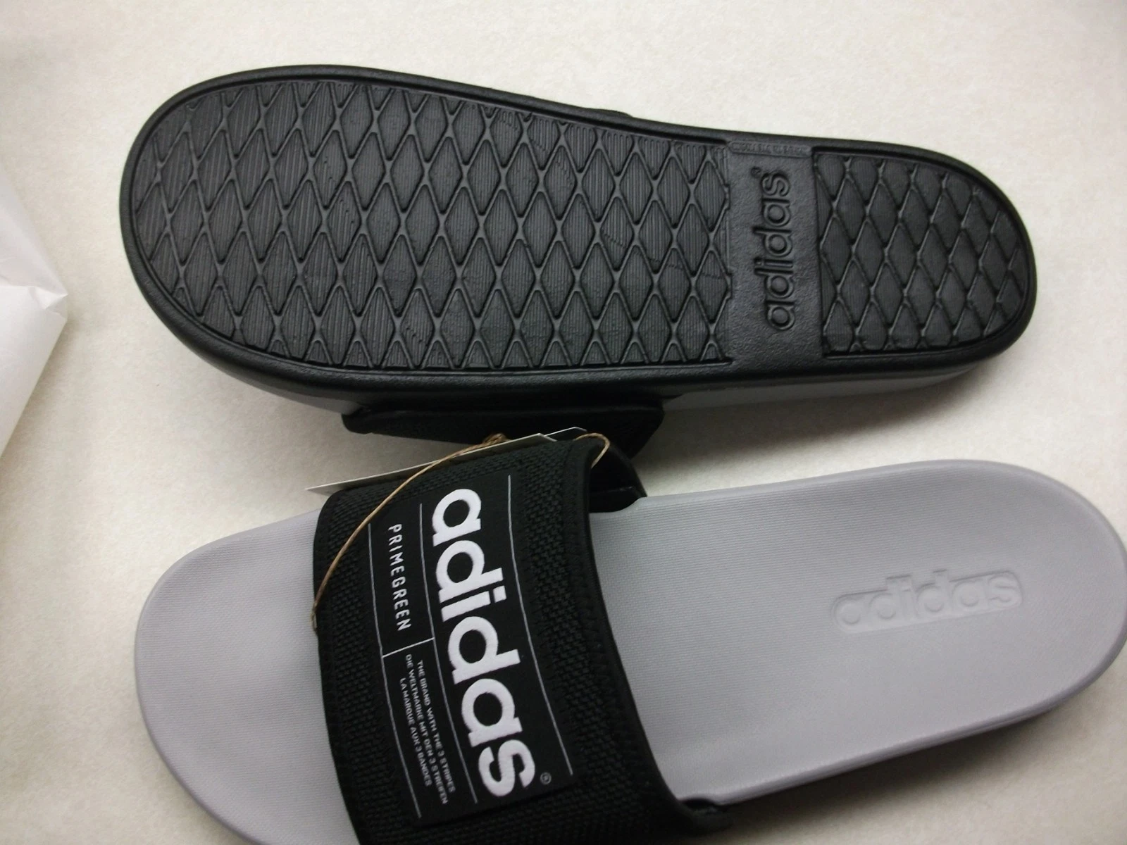 Adidas Adilette Comfort Slides nuove con etichette taglia uomo 11 donna 12 PRIMEGREEN NERO GRIGIO