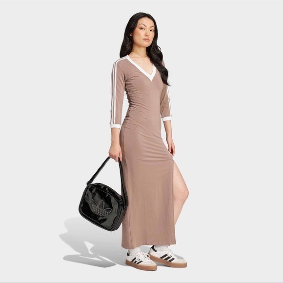 chinese dress ladies adidas Originals Women's Adicolor Classics 3-Stripes Maxi Slim FIT Dress,  Black, Large at Amazon Women's Clothing store
