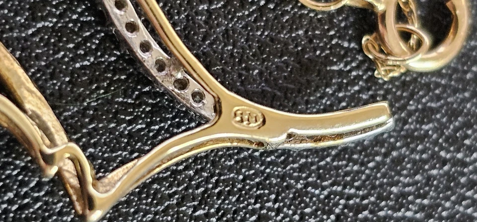 Collar Colgante Ángel de la Guarda Diamante Oro 10K Cadena 20" .20ctw Heng Ngai Regalo Foto 4 de 4