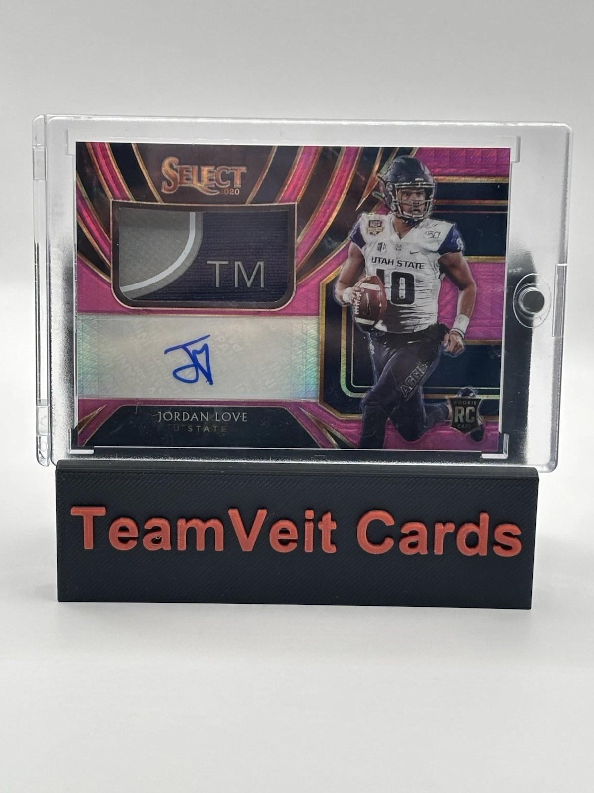 Jordan Love Panini Chronicles Draft Picks Select Patch Autographs #20 Neon Pink