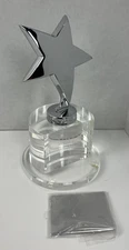 Things Remembered Star Trophy Award Silver Crystal Display Paperweight Gift