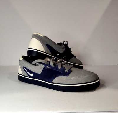 Nike 6.0 Braata Shoes In Gray And Navy Suede With White Made On Nike I.D. New