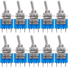 Taiss 10Pcs SPDT Mini Toggle Switch 3 Pin 3 Position ON/Off/ON Miniature Togg...
