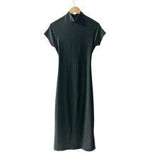 Lulus Sleek Sophistication Cut Out Mock Neck Dress Size L Large Charcoal Gray