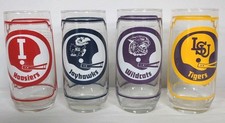 Vintage Sam's Hamburger College Football Drinking Glasses 1976 Lot of 4 NOTE