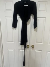 Natori Black Belted Short Comfortable Lounge Bath House Robe Size Medium