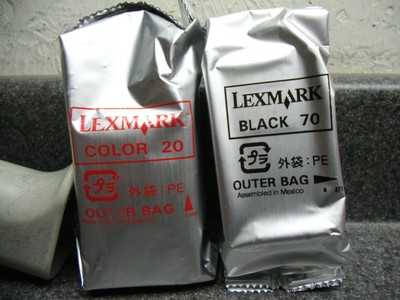 2 Genuine New OEM Lexmark 20 Color Lexmark 70 Ink Cartridges