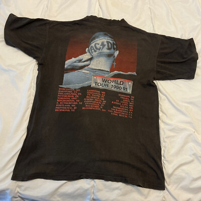 VTG 1990 ACDC AC/DC The Razors Edge Shirt World Tour Concert Large