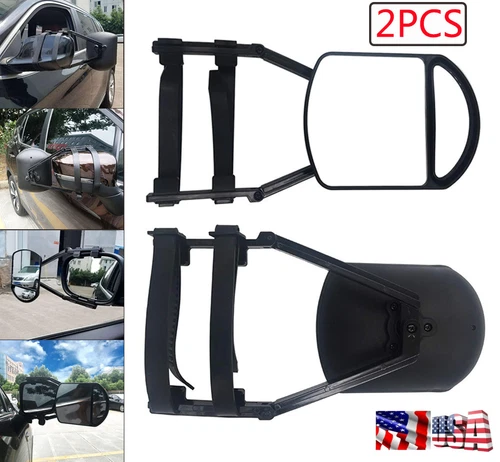 2Pcs Clip-On Mirror Extension Trailer Towing Dual Mirror Truck Blind Spot Mirror