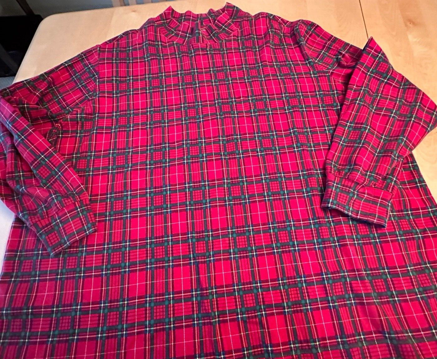 VINTAGE LANDS END TARTAN PLAID RELAXED FIT MOCK NECK LS SHIRT WOMENS SZ 3X