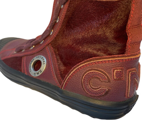 Costume National CNC High Top Men’s Sneakers Maroon Leather & Cowhide Sz 7 US 39 - Picture 9 of 12