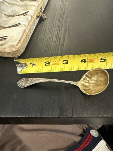 Set OF 6 ANTIQUE STERLING SILVER FRUIT FORKS & 1 Ladle In Original Box Michigan - Picture 13 of 18