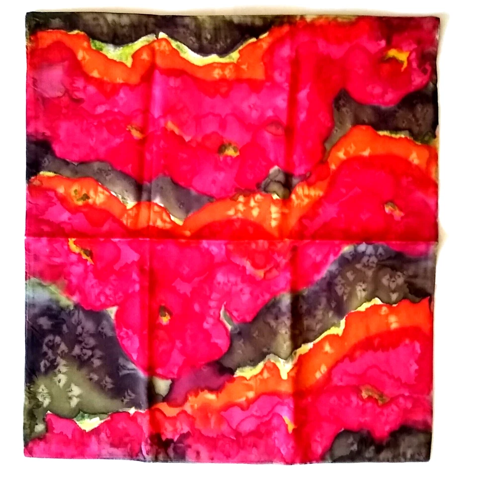 100% SILK Hand Painted 16" Square Pillow Cover Zip NEW A - Image 4 of 4