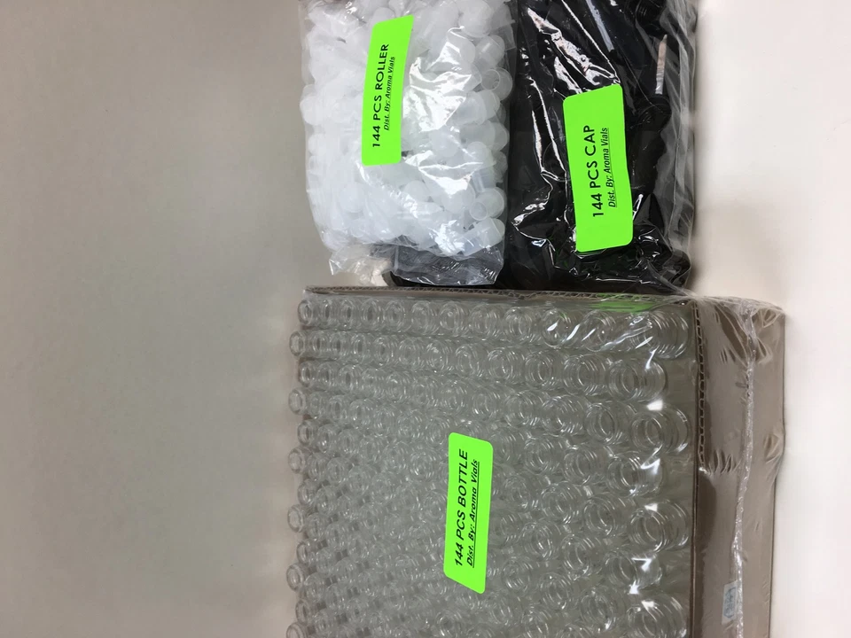 144 botellas SWIRL de 1/6 oz 5 ml con tapa negra y rodillo Foto 2 de 4