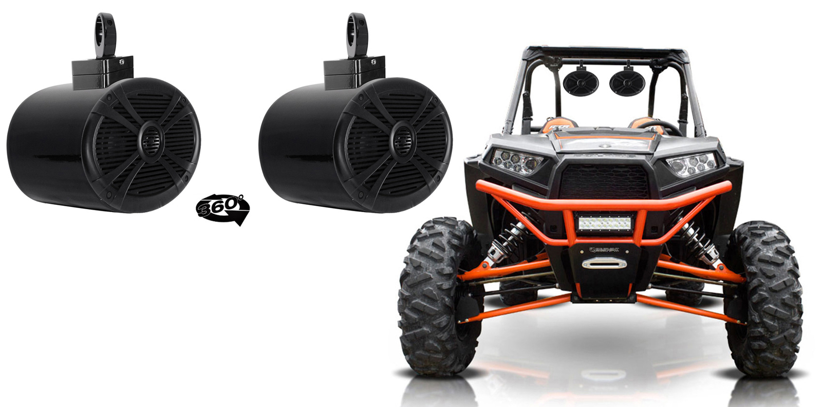 2 Колонки Rockville 6x9 мощностью 1000 Вт поворотные на 360 из черного алюминия для RZR ATV UTV