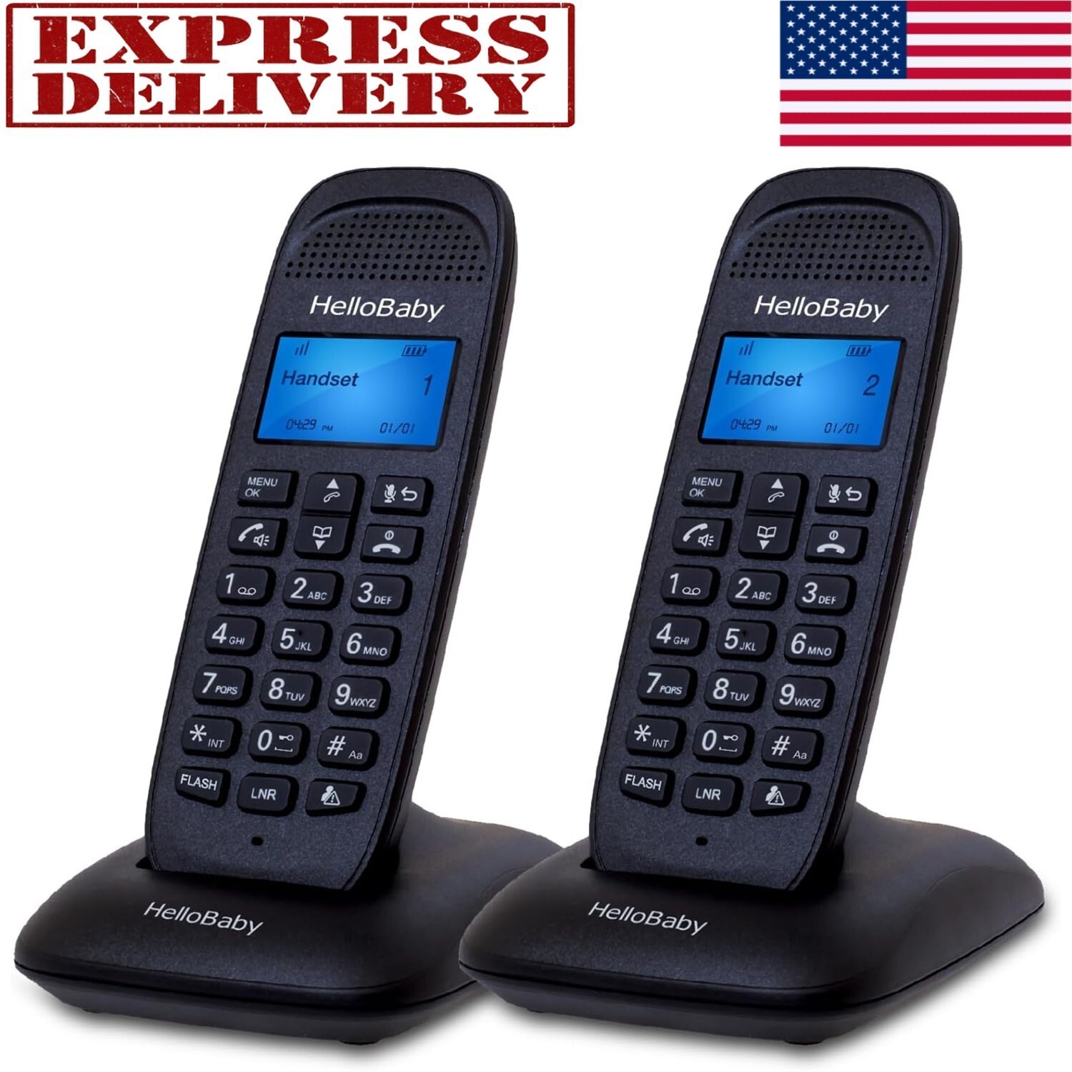 Cordless Phone Set 2 Pack Caller ID Landline Wait Home Office Mobile Telephone