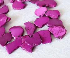7" 30mm 40mm large magnesite turquoise freeform slab beads top drilled PURPLE