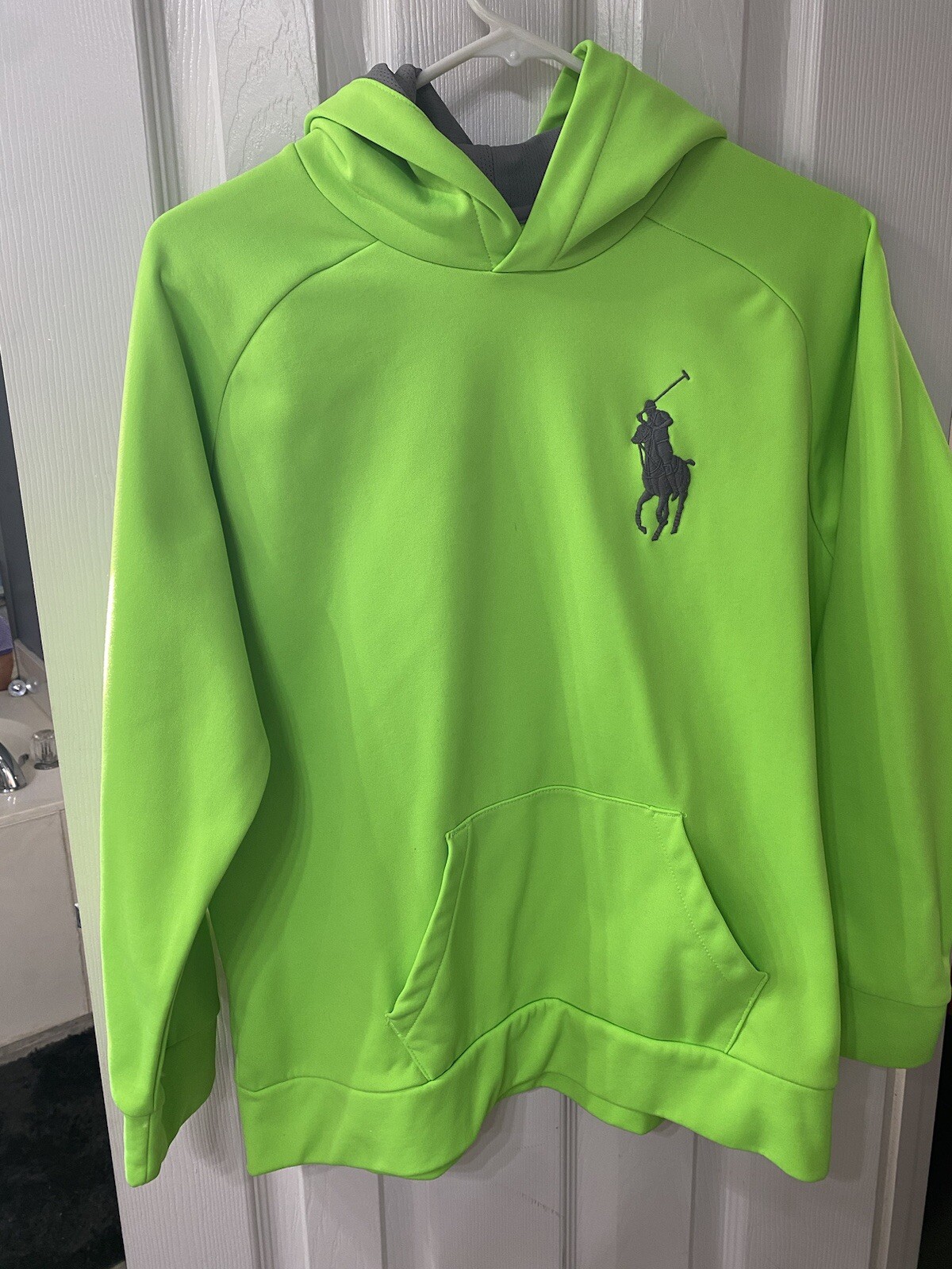 Polo By Ralph Lauren Verde Neon Big Pony Felpa con Cappuccio Uomo Large