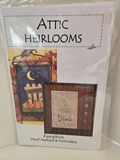 Pumpkins Wool Applique & Embroidery Pattern by Attic Heirlooms ~ Primitive
