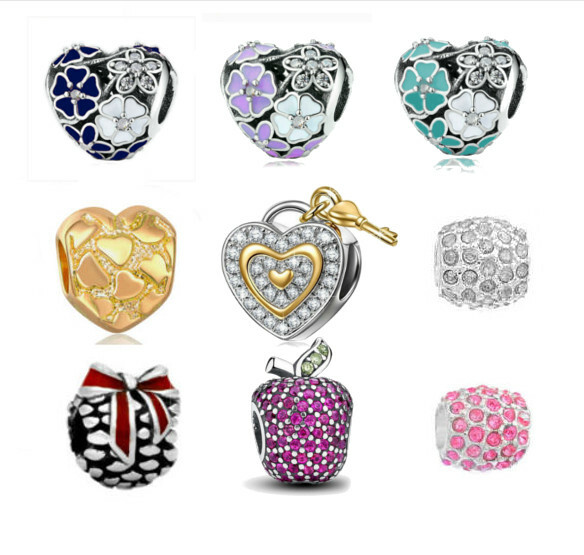 Damen Beads Wunderschöne Sterling Silber platt. Charm mit zirkonia, CZ kristall,