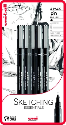 MITSUBISHI PENCIL Uni-Ball PIN Fineliners, Black Fine Tipped Writing Pens, Water and Fade-Resistan