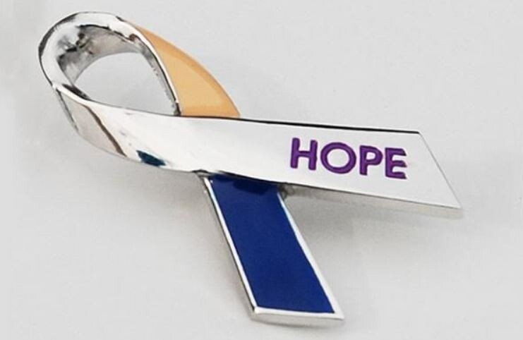 Bladder Cancer Awareness HOPE Lapel Pin Tie Tac Marigold/Blue/Purple ...