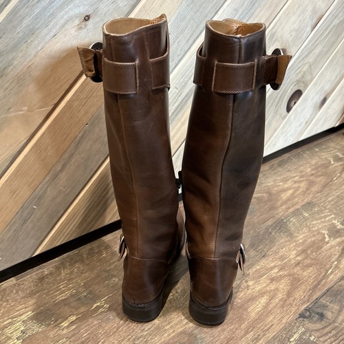 JOHN FLUEVOG ADRIANNA BROWN LEATHER DOUBLE BUCKLE ZIPPER EQUESTRIAN RIDING BOOTS - Picture 6 of 9