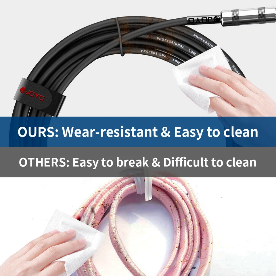 Cable de guitarra JOYO 15 pies 4,5 m cable de amplificador para guitarra eléctrica instrumentos de bajo negro Foto 2 de 4