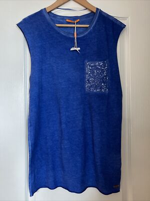 Hugo Boss Orange Vest Tank Top Size Small Cobalt Blue Summer