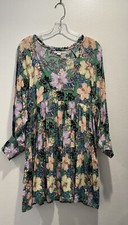 O’Neill Size XS Merla Dress Hawaiian Print Floral V Neck Tiered Tropical Travel