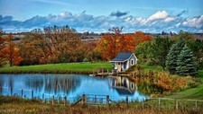 Landscape nature lake house Custom Gaming Mat Desk