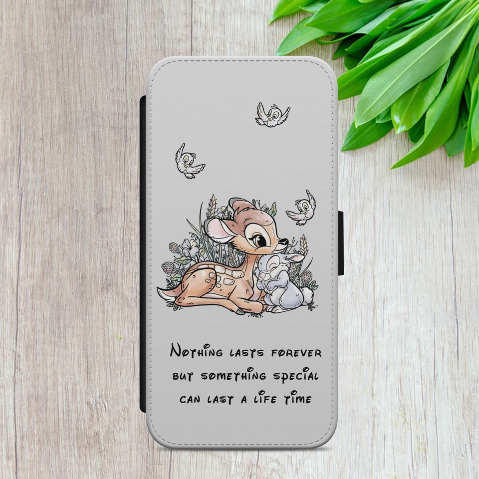 BAMBI FLIP CASE FOR IPHONE SAMSUNG GOOGLE WALLET PHONE COVER DEER LOVE BIRD GIFT - Image 2 of 4