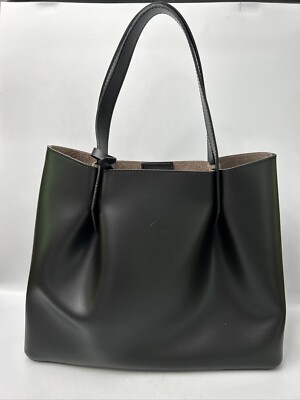Alinari Firenze Viviene Black Leather Large Tote Made In Italy