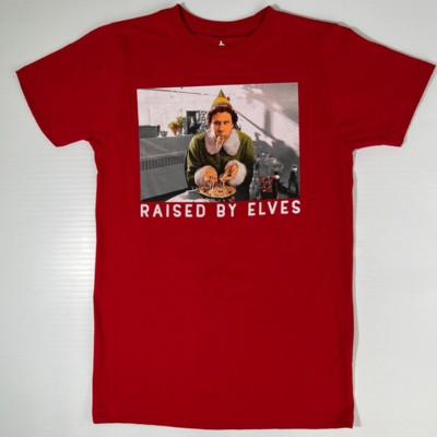 Elf Shirt Men Small Raised By Elves Holiday Graphic Eat Work Party Gym Core Nw