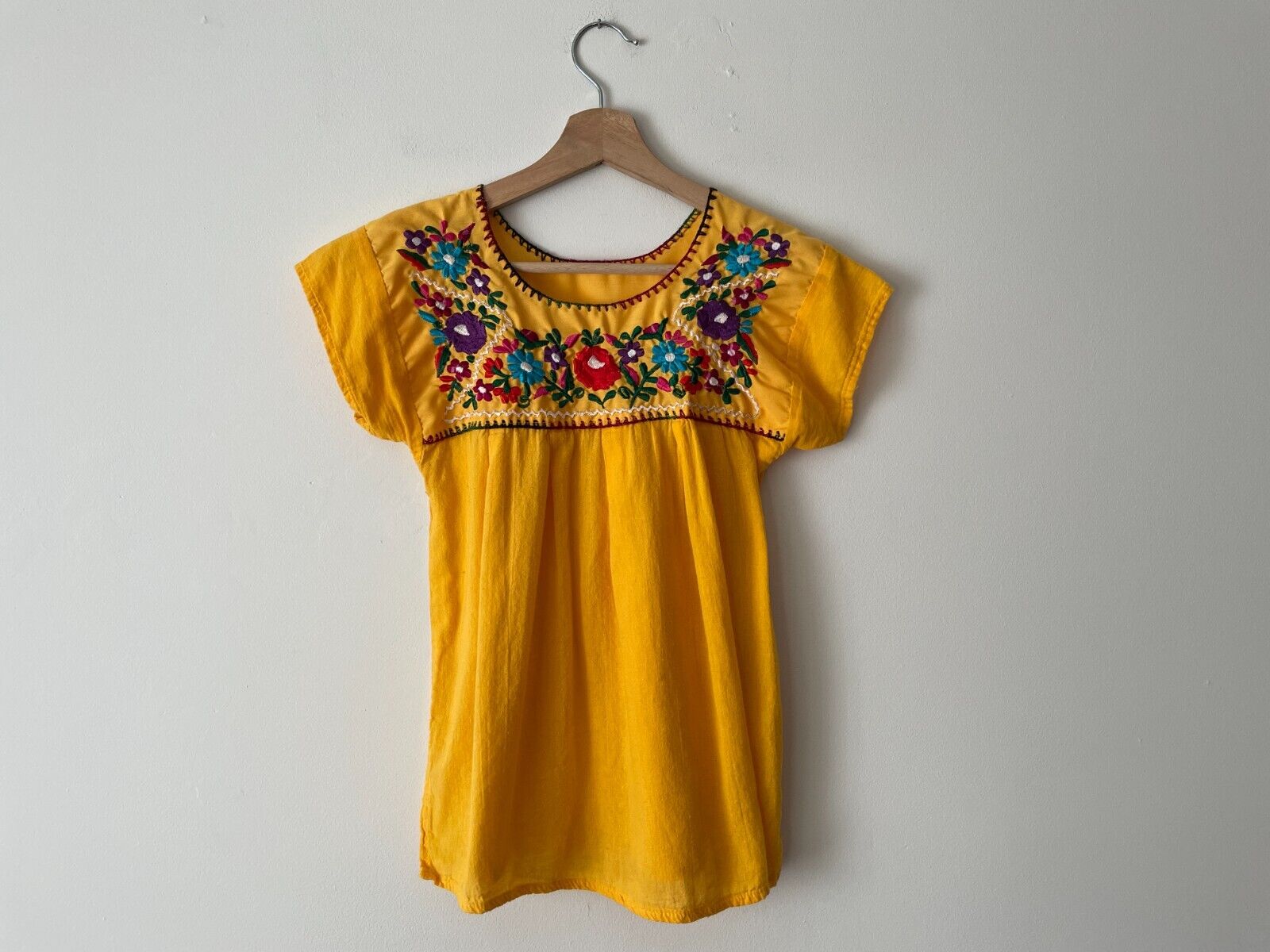 Vintage Mexican Peasant Blouse, 60s/70s Golden Ye… - image 1