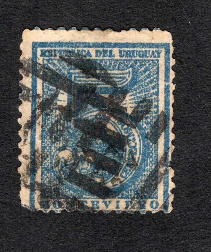 Uruguay 1866 stamp Mi#33C Diff Cancellation used #22