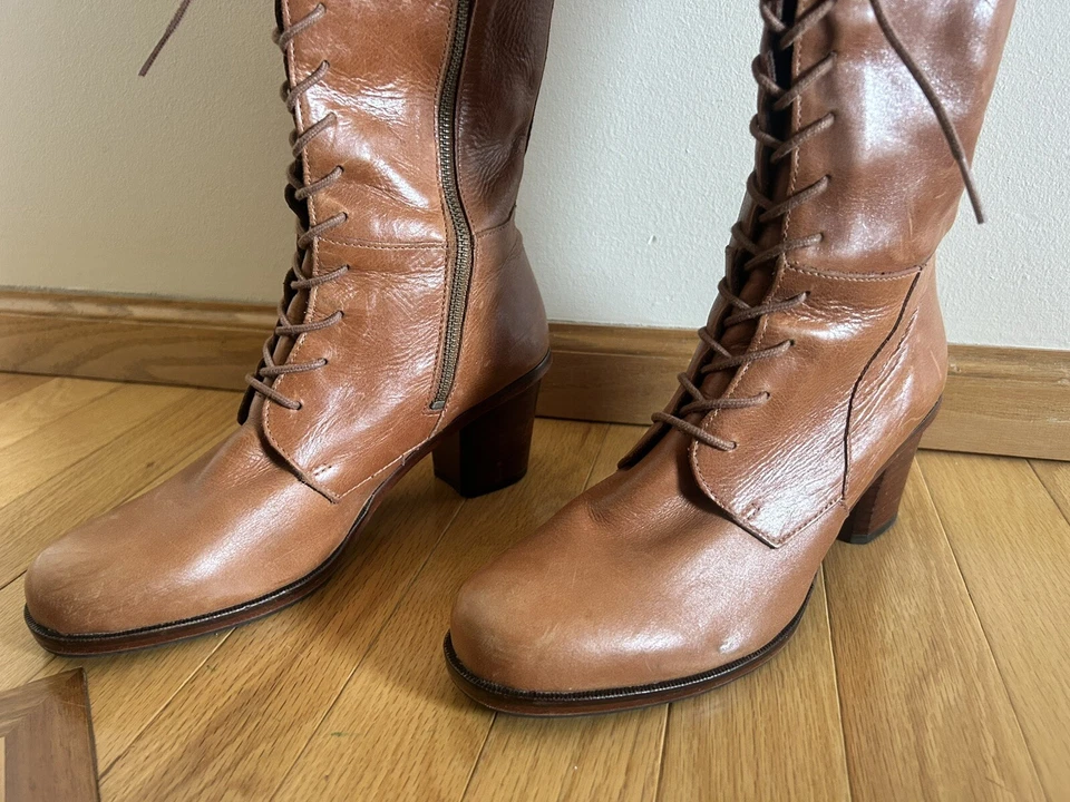 Zapatos para mujer J Dorset artesanales de cuero tostado hasta la rodilla botas Anthropologie talla 8 Foto 2 de 4