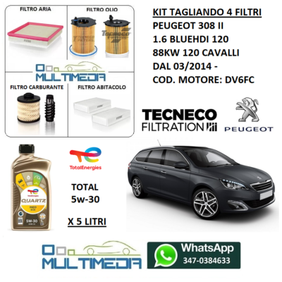 TAGLIANDO 4 FILTRI Olio Originale Total 5W30 Peugeot 206 Plus 1.1 Benzina 60 Cv EUR 78,90 - IT - Foto 7