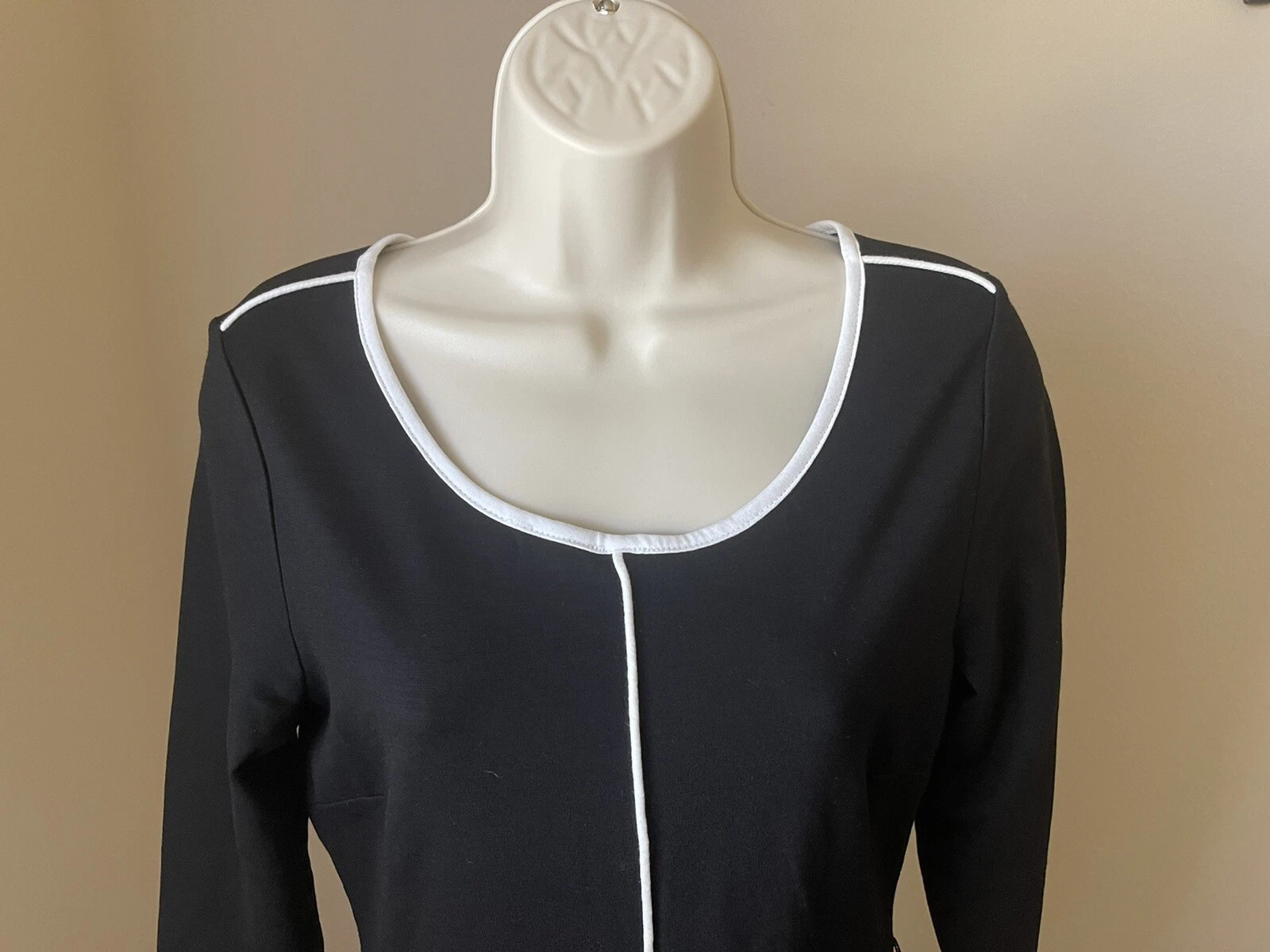 VETEMENTS Abito donna Venus nero girocollo manica 1 2 MIDI comodo bodycon s M senza cintura