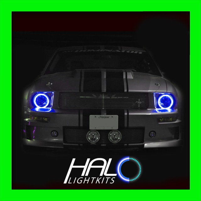 20052009 FORD MUSTANG BLUE LED LIGHT HEADLIGHT HALO KIT (2 Rings) by