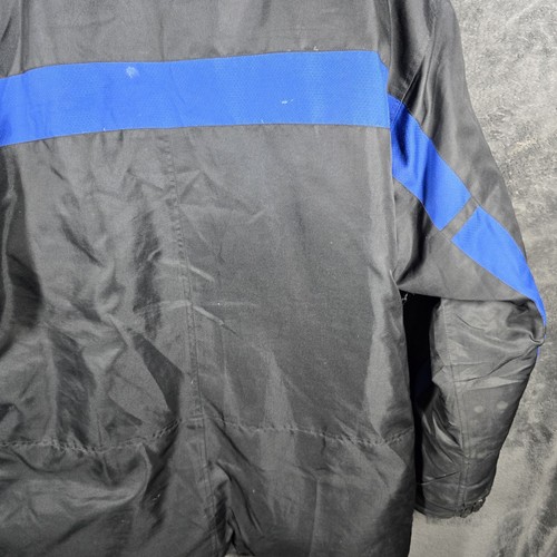 Vintage Mens Starter Down Jacket XLT Blue Black Parka Puffer Hooded Coat Winter - Picture 8 of 16