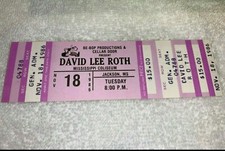 DAVID LEE ROTH VAN HALEN 1986 UNUSED CONCERT TICKET PASS MISS COLISEUM JACKSON