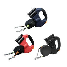 Dual Pet Leash Retractable Reflective Lead 360 Swivel Double Dog Walking LeasAE