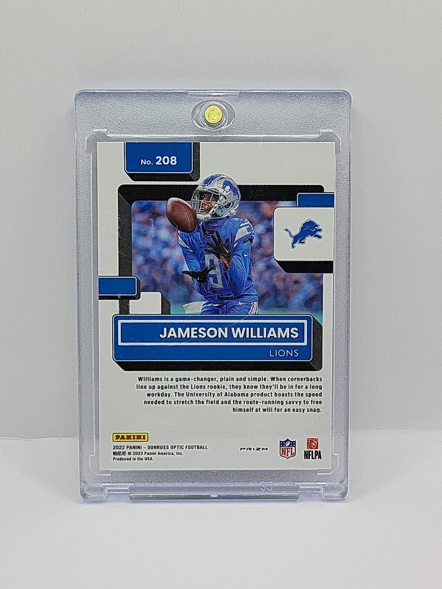 Jameson Williams Fire Emoji 2022 Donruss Optic Rated Rookie Prizm